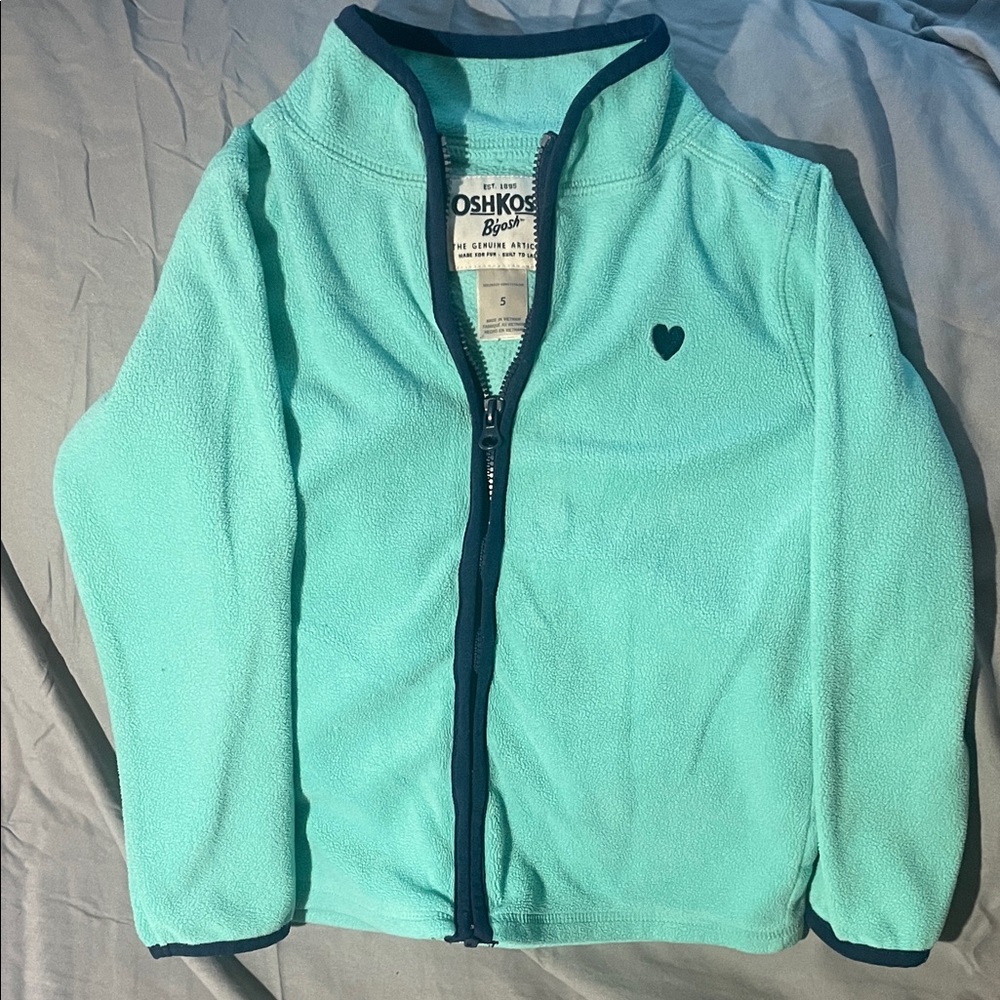 OshKosh B'gosh Teal Fleece Jacket with Navy Trim